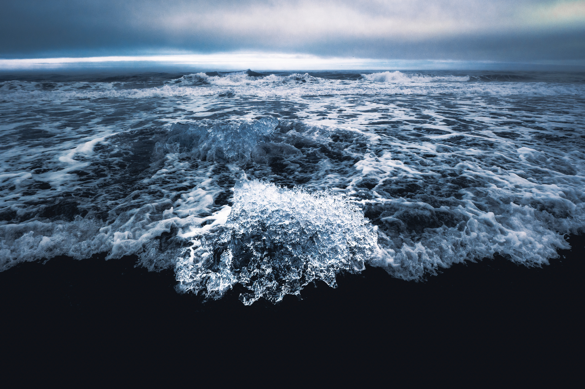 Eiskristalle am Diamond Beach in Island